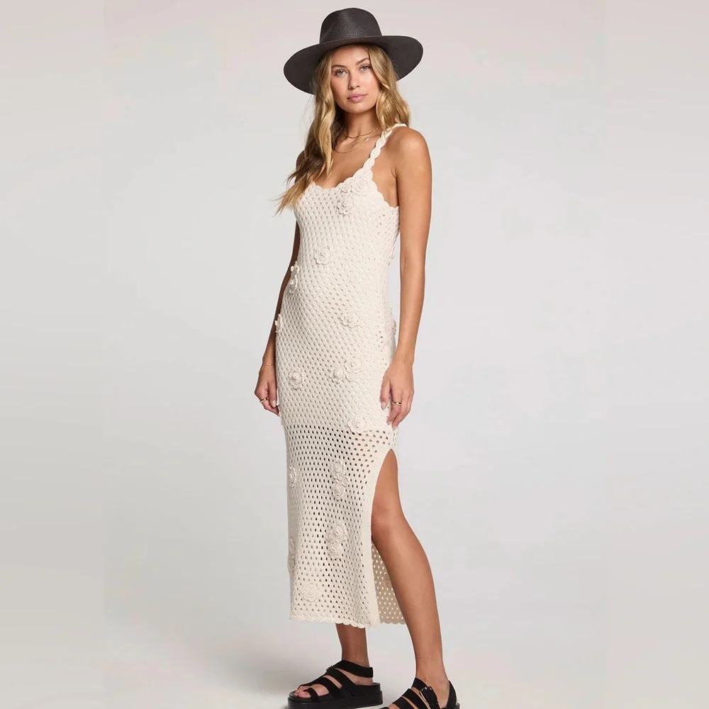 Salt Water Luxe Newland Midi Crochet Dress - Ivory - Picture 3 of 4